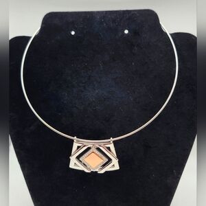 WHBM Silvertone Statement Pendant Choker Necklace